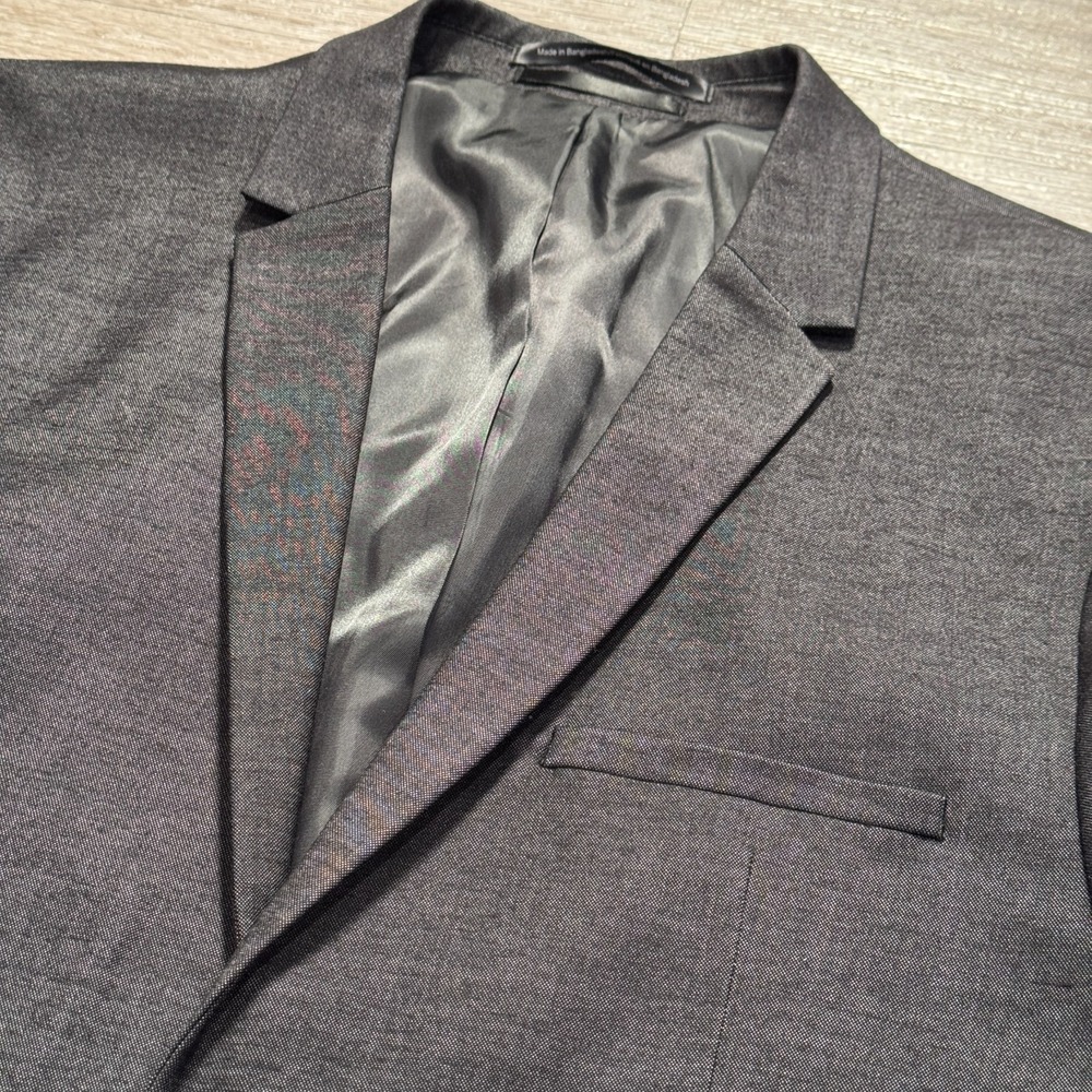 H&M Sport Coat Mens 42 R Gray Heathered 2 Button Performance Blazer Jacket Adult